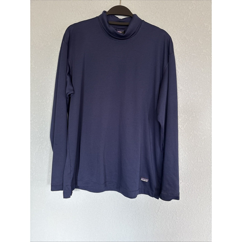 Vintage Patagonia Shirt Mens L Capilene Turtleneck Base Layer Navy Blue USA